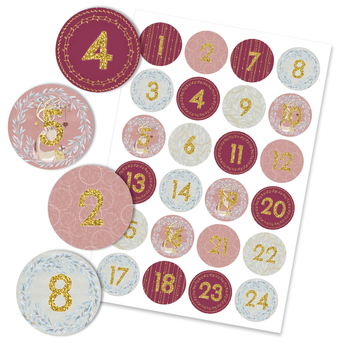 Adventskalender Zahlensticker Muster