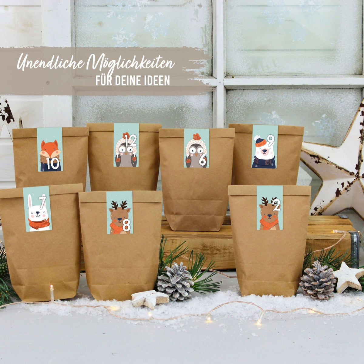 Adventskalender Zahlensticker Waldtiere