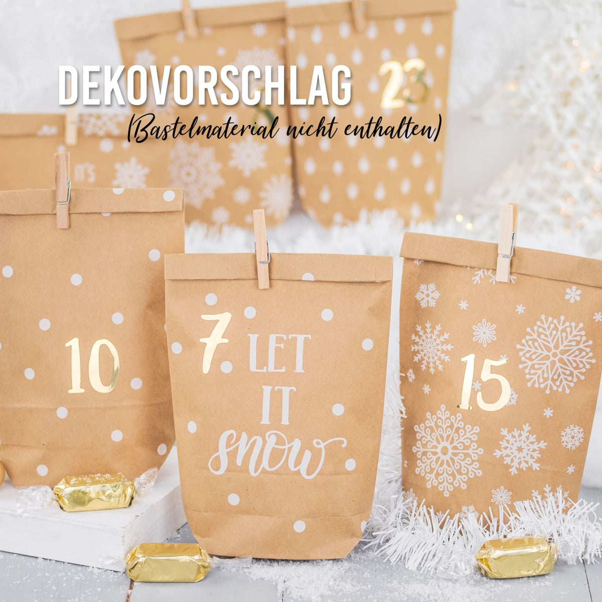 Adventskalender Zahlensticker Gold Metallic