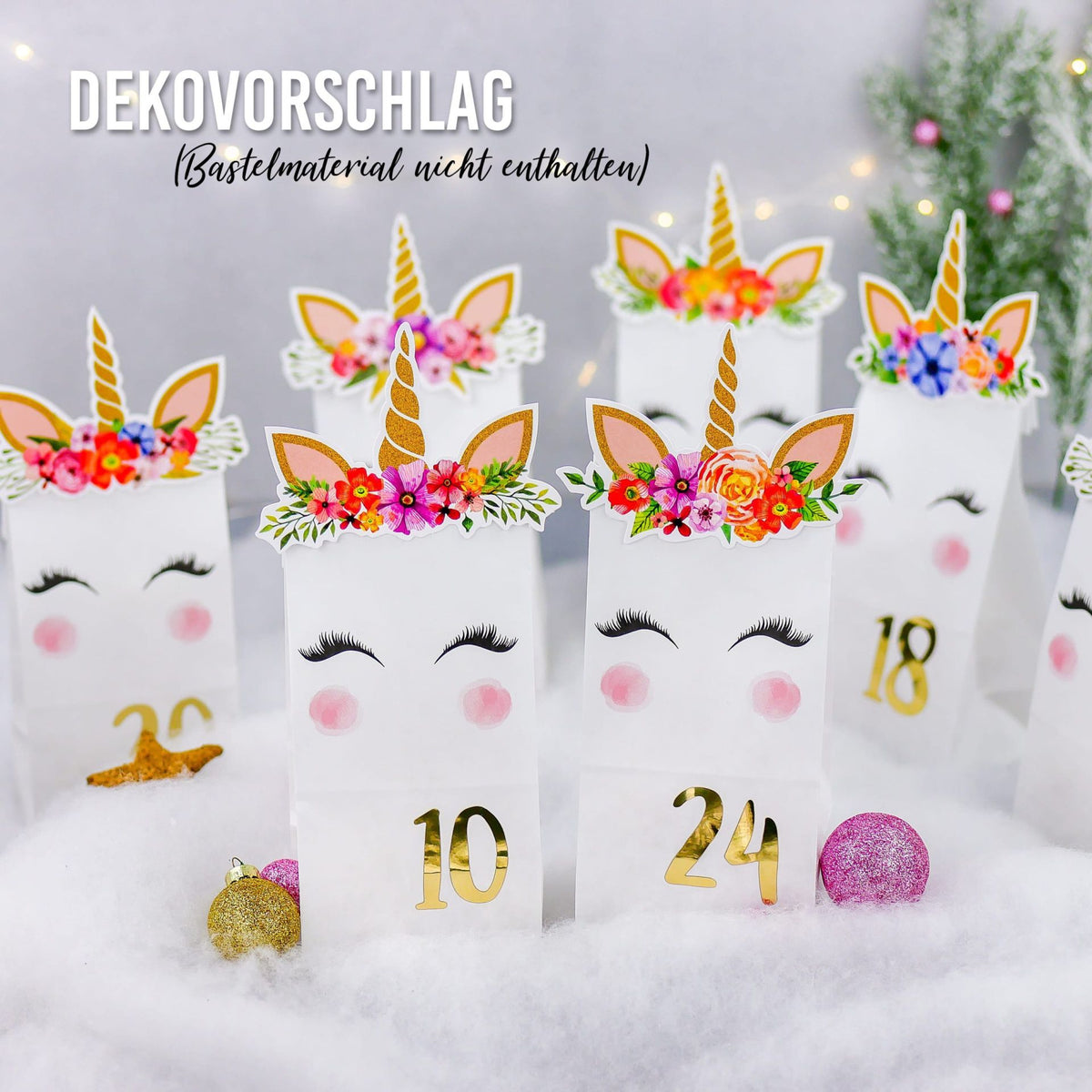 Adventskalender Zahlensticker Gold Metallic