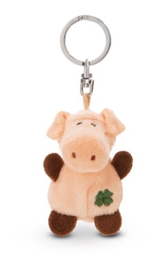 Mini Schlüsselanhänger Plüsch Schwein mit Kleeblatt