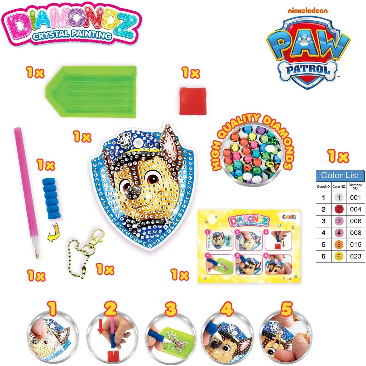 Diamond Keychain Set Paw Patrol