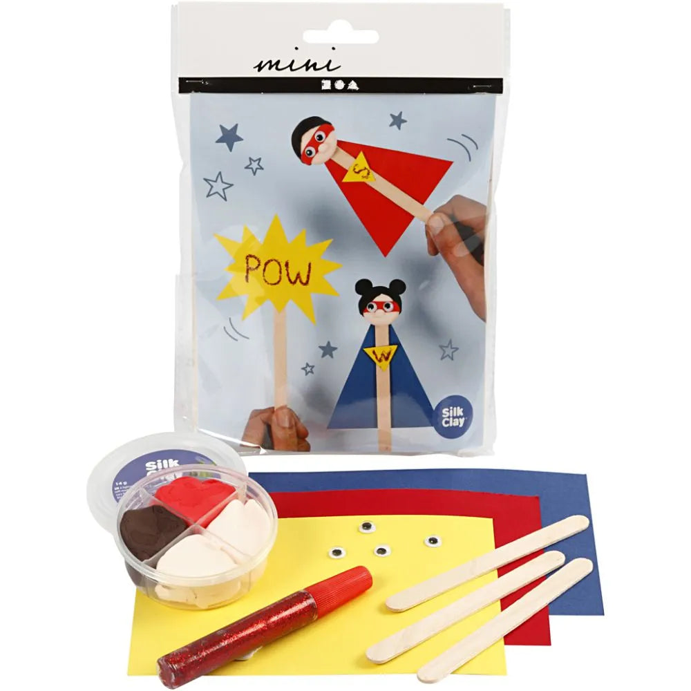 Bastelset Kinder Modellier-Set Eisstiel-Figuren Superheld