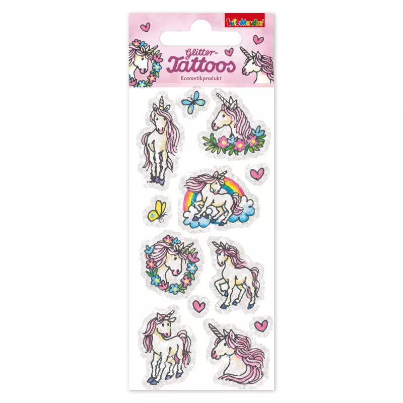 Kinder Glitzer Tattoo Einhorn Rosa