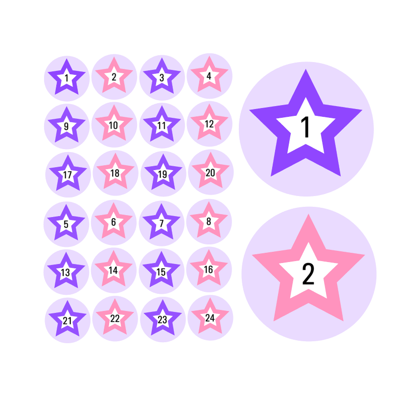 Adventskalender Zahlensticker Stern 2