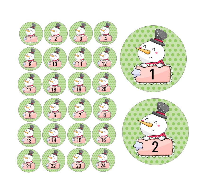 Adventskalender Zahlensticker Schneemann 13