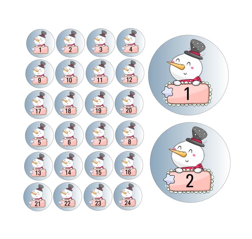 Adventskalender Zahlensticker Schneemann 10