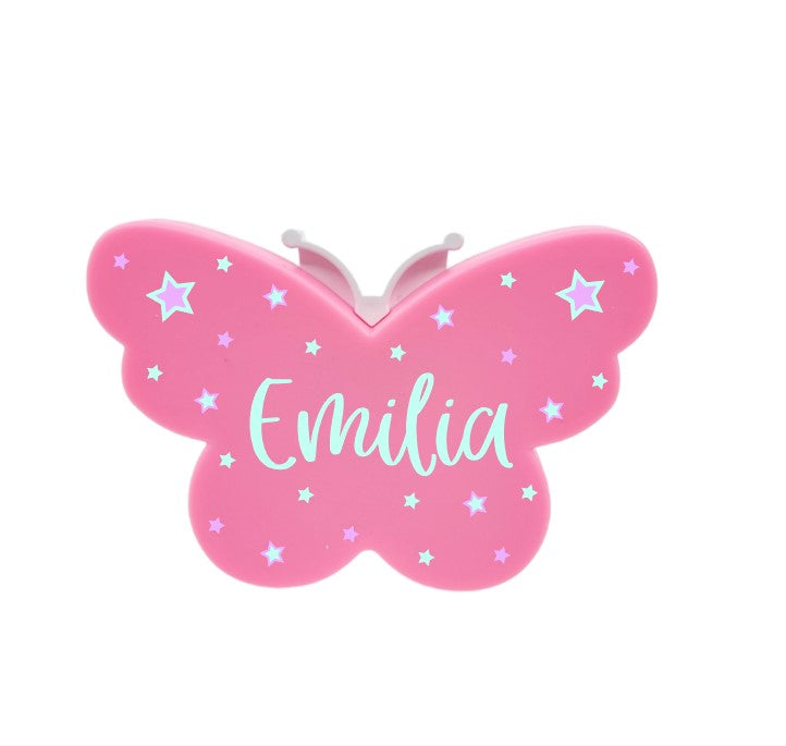 Nachtlicht Steckdose Schmetterling LED Pink