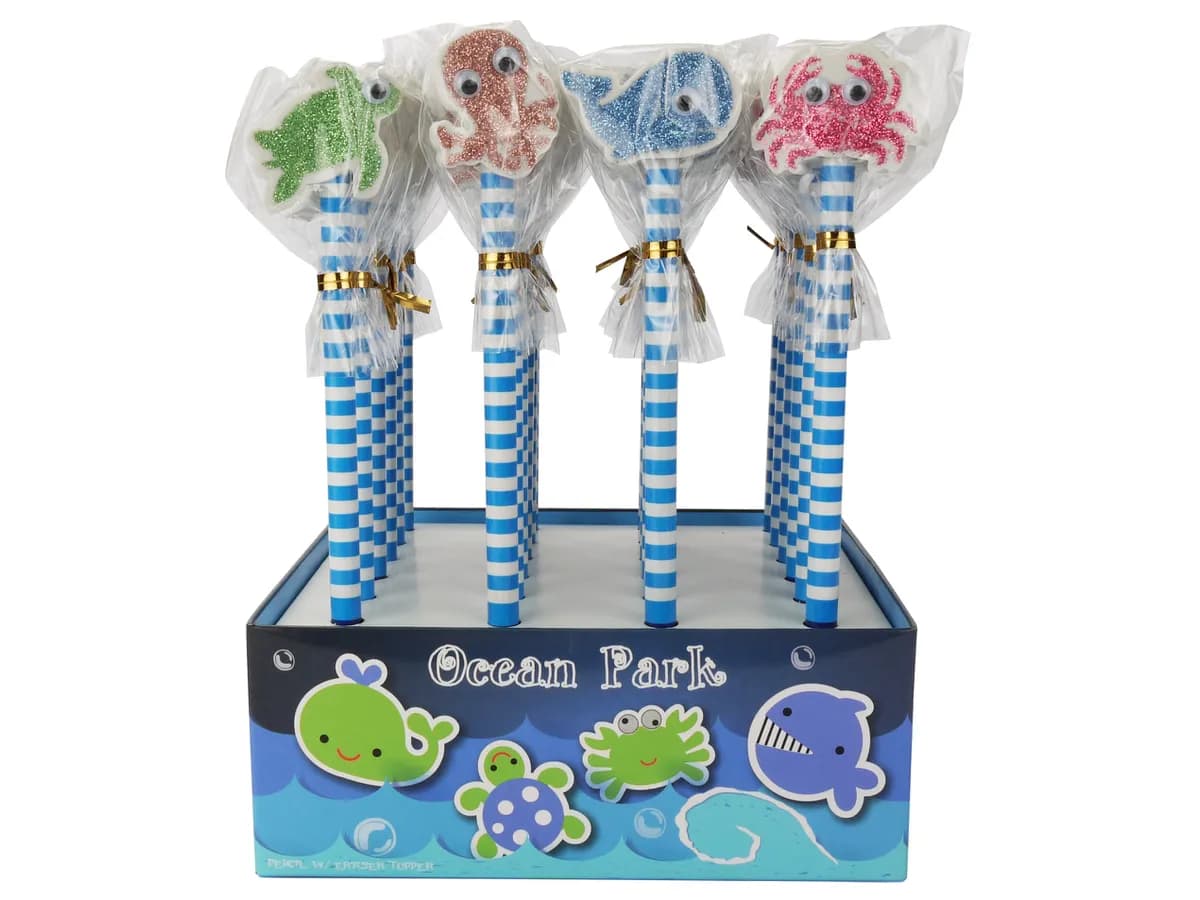 Bleistift mit Radiergummi Meerestiere Glitzer assortiert