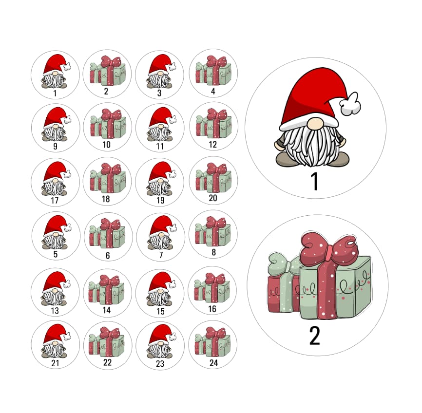 Adventskalender Zahlensticker Mix 17