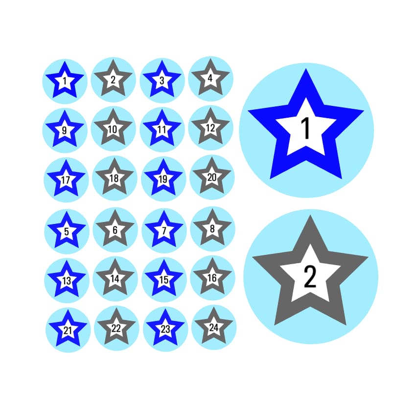 Adventskalender Zahlensticker Stern 3