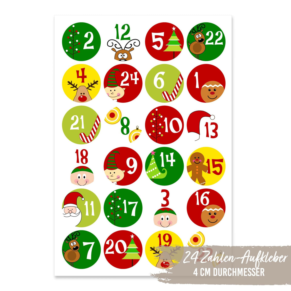 Adventskalender Zahlensticker Wichtel und Freunde