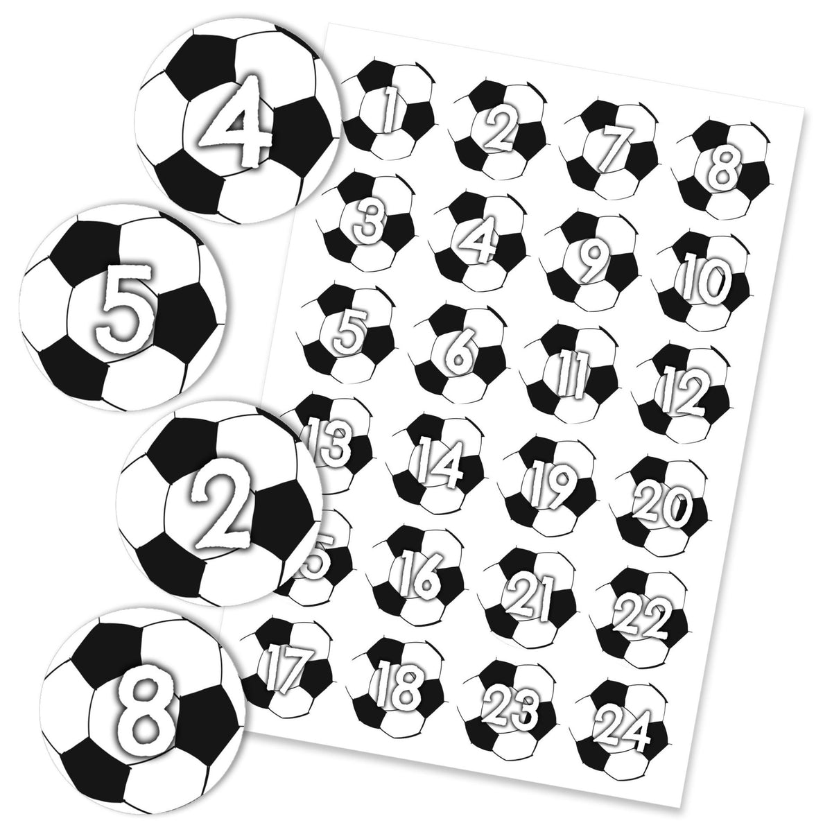 Adventskalender Zahlensticker Fussball