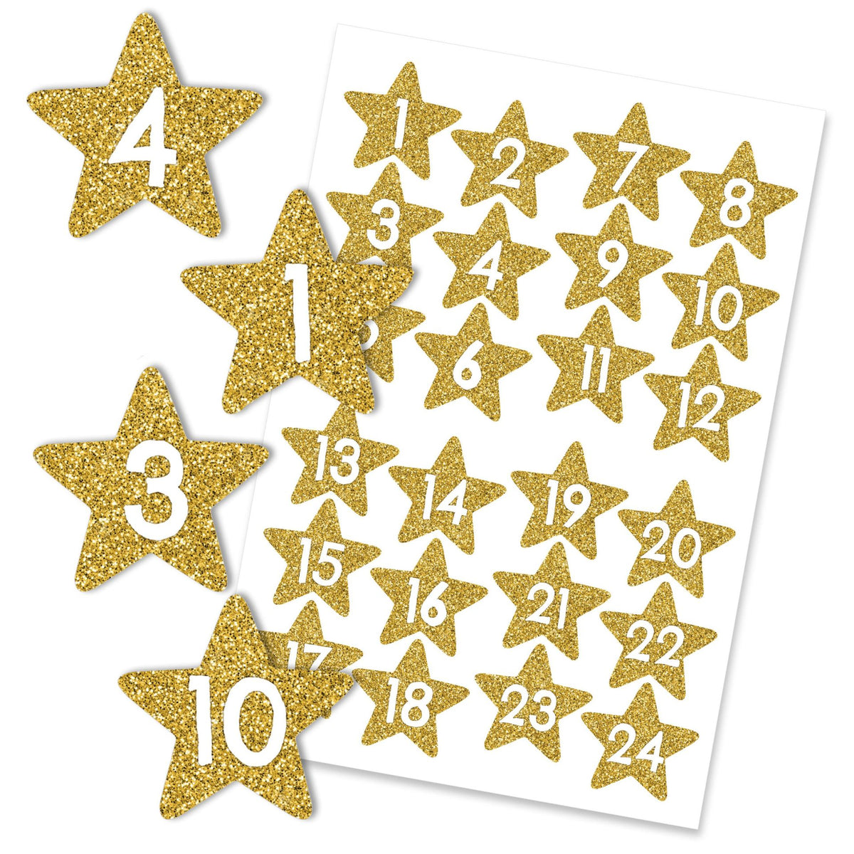 Adventskalender Zahlensticker Sternen Gold