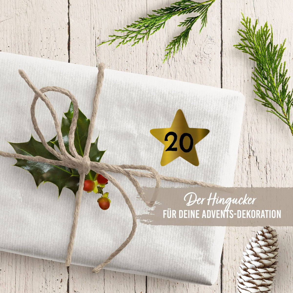 Adventskalender Zahlensticker Sterne Goldfolie