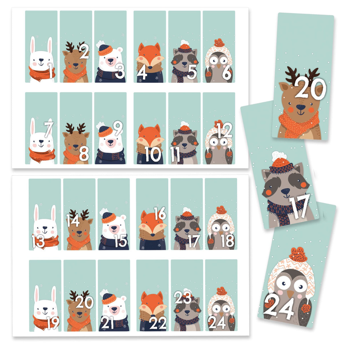 Adventskalender Zahlensticker Waldtiere