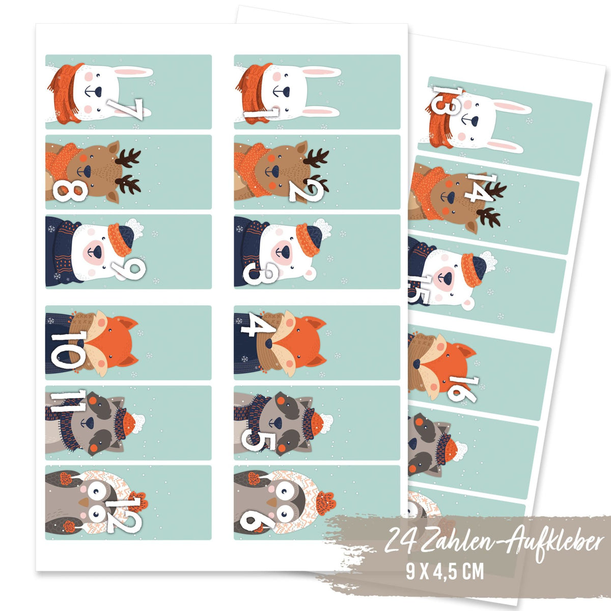 Adventskalender Zahlensticker Waldtiere