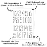 Adventskalender Zahlensticker Silber Metallic