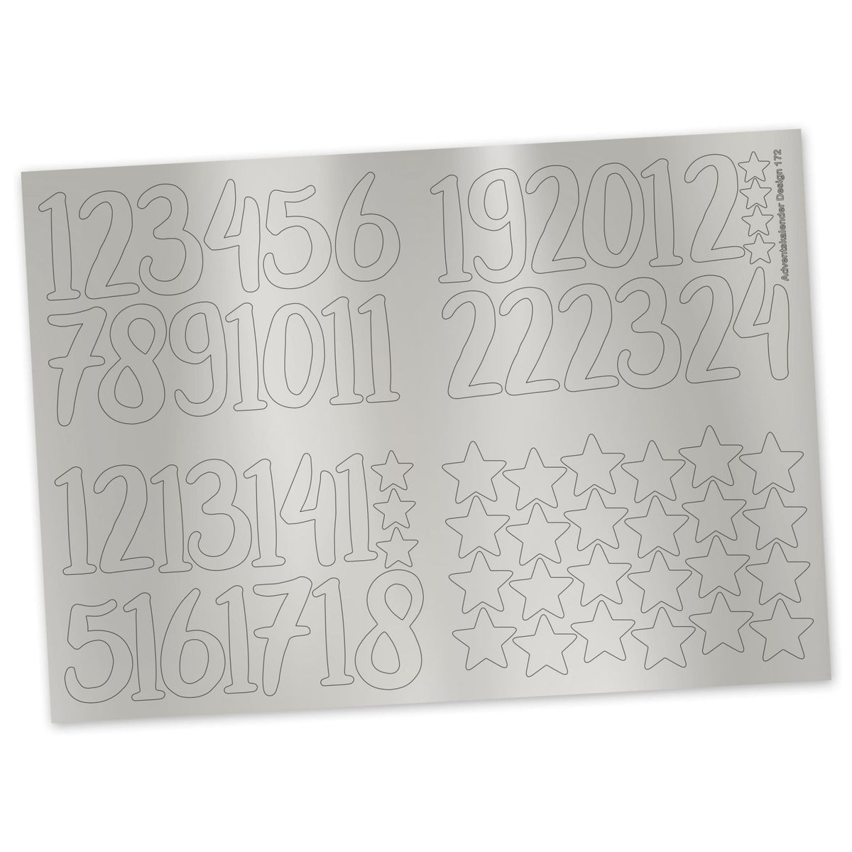 Adventskalender Zahlensticker Silber Metallic