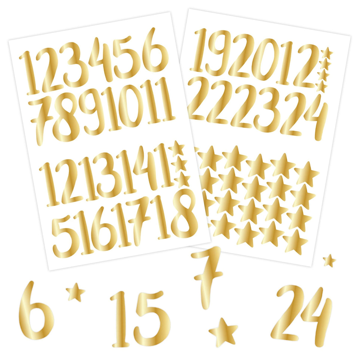 Adventskalender Zahlensticker Gold Metallic