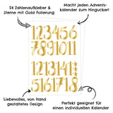 Adventskalender Zahlensticker Gold Metallic