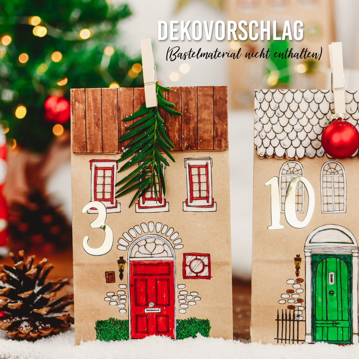 Adventskalender Zahlensticker Gold Metallic
