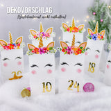 Adventskalender Zahlensticker Gold Metallic