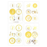 Adventskalender Zahlensticker Gold Weiss