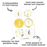 Adventskalender Zahlensticker Gold Weiss