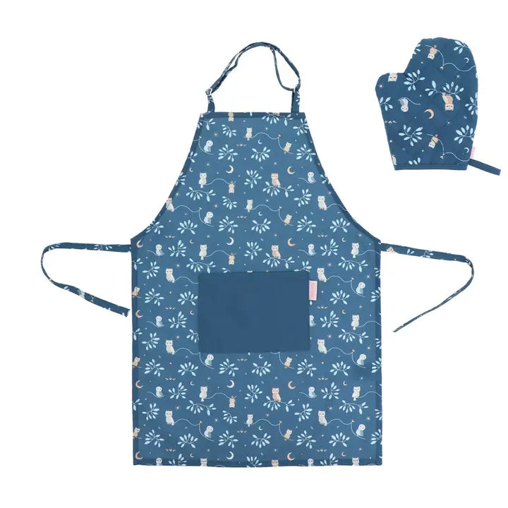 Kinder Kochschürze mit Handschuh Eule