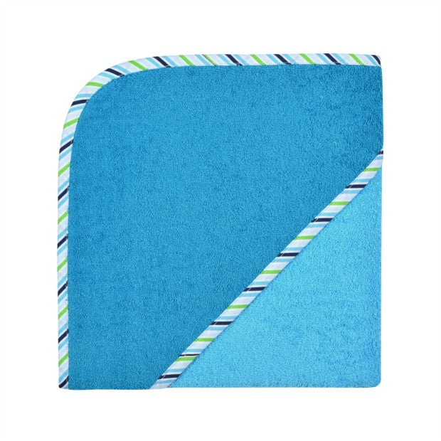 Kapuzen Badetuch Blau Gemustert