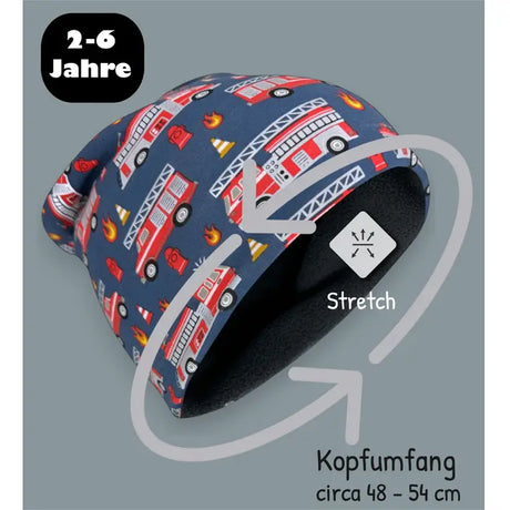 Kinder Winter Mütze & Loop Schal Reflektierend Feuerwehr