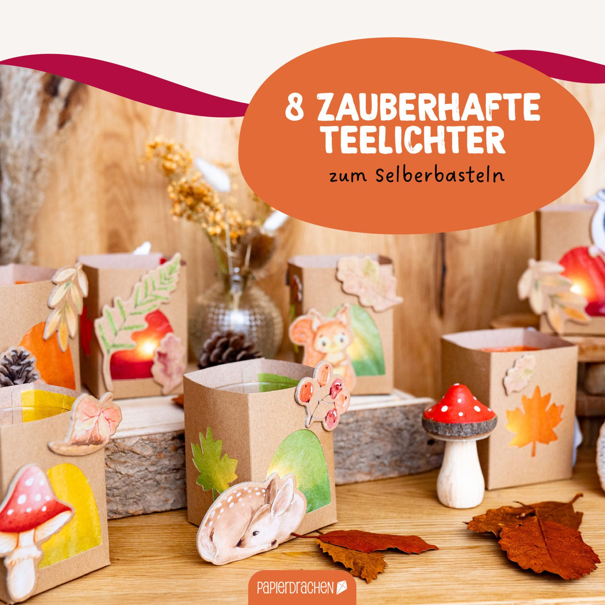 Windlichter und Tischlichter Waldtiere Braun