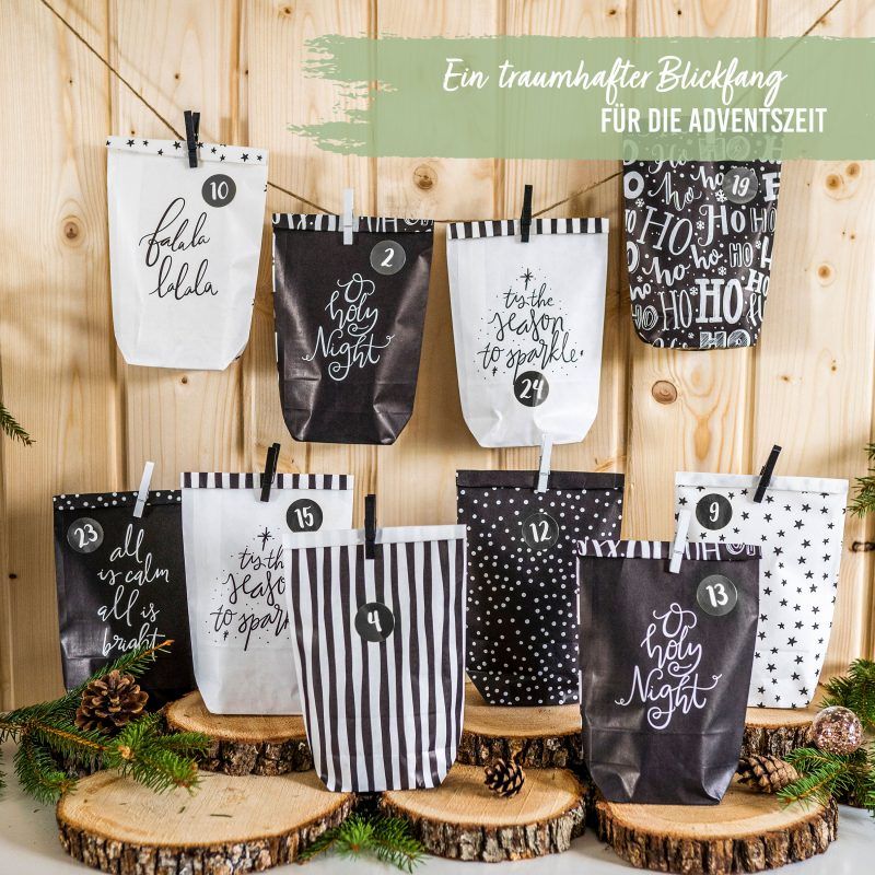 Adventskalender Holy Night Schwarz Weiss