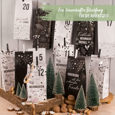 Adventskalender Holy Night Lang Schwarz Weiss