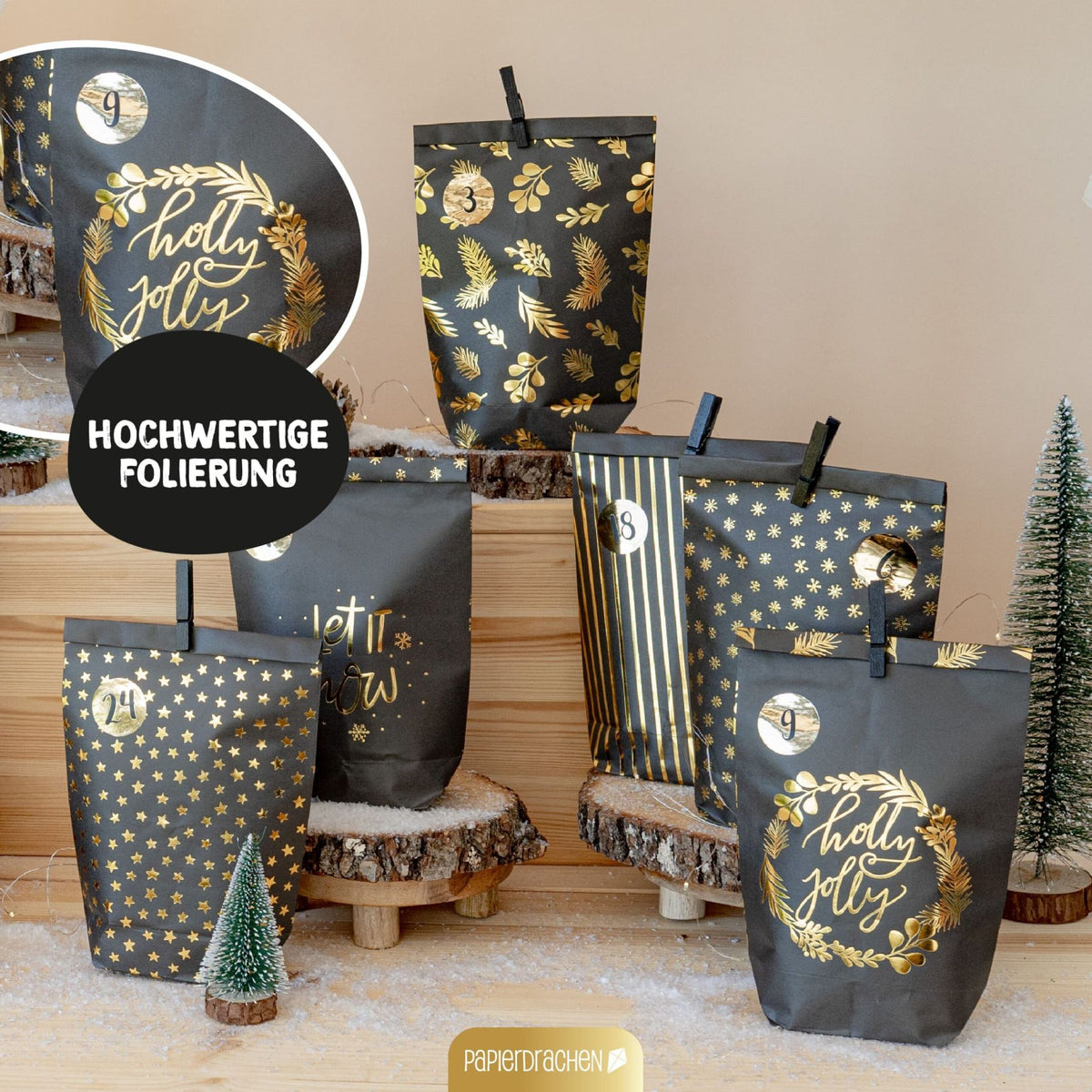 Adventskalender Mix Schwarz Gold