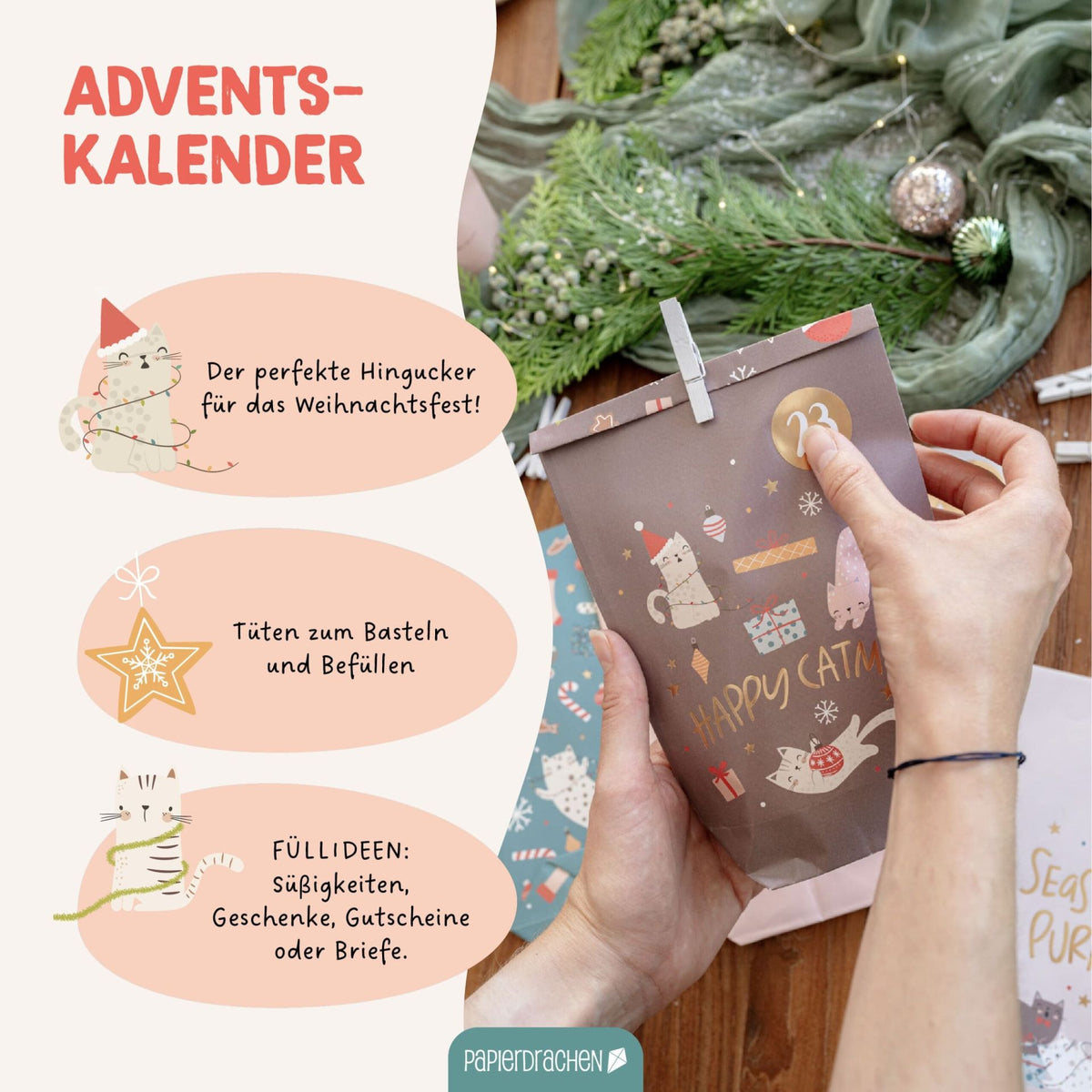 Adventskalender Tüten Mix Katzen