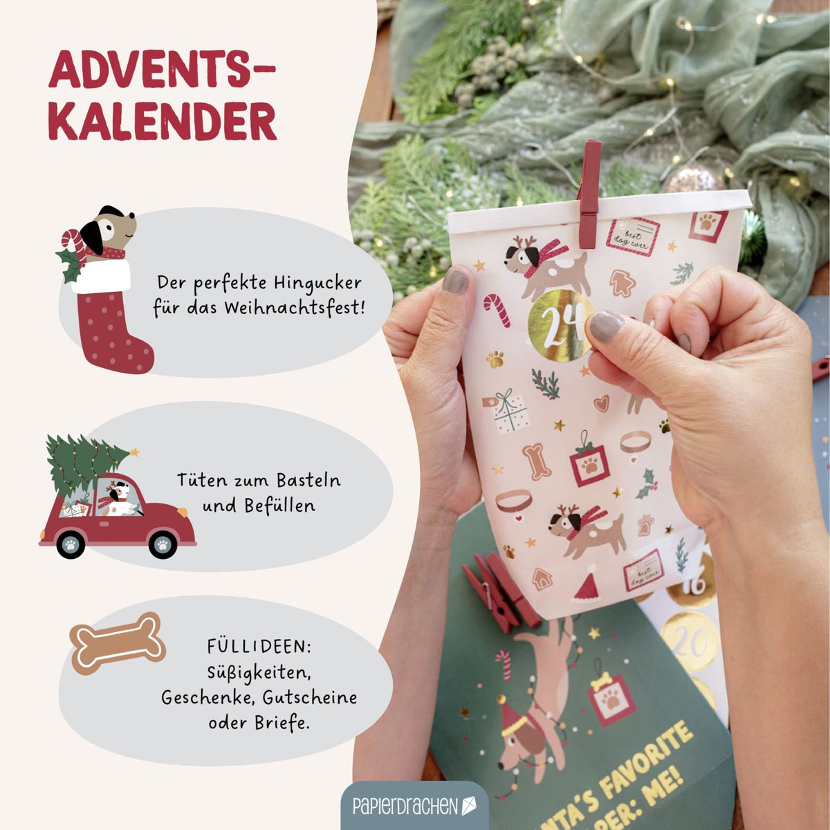 Adventskalender Tüten Hunde