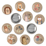 Adventskalender Zahlen Buttons Waldtiere