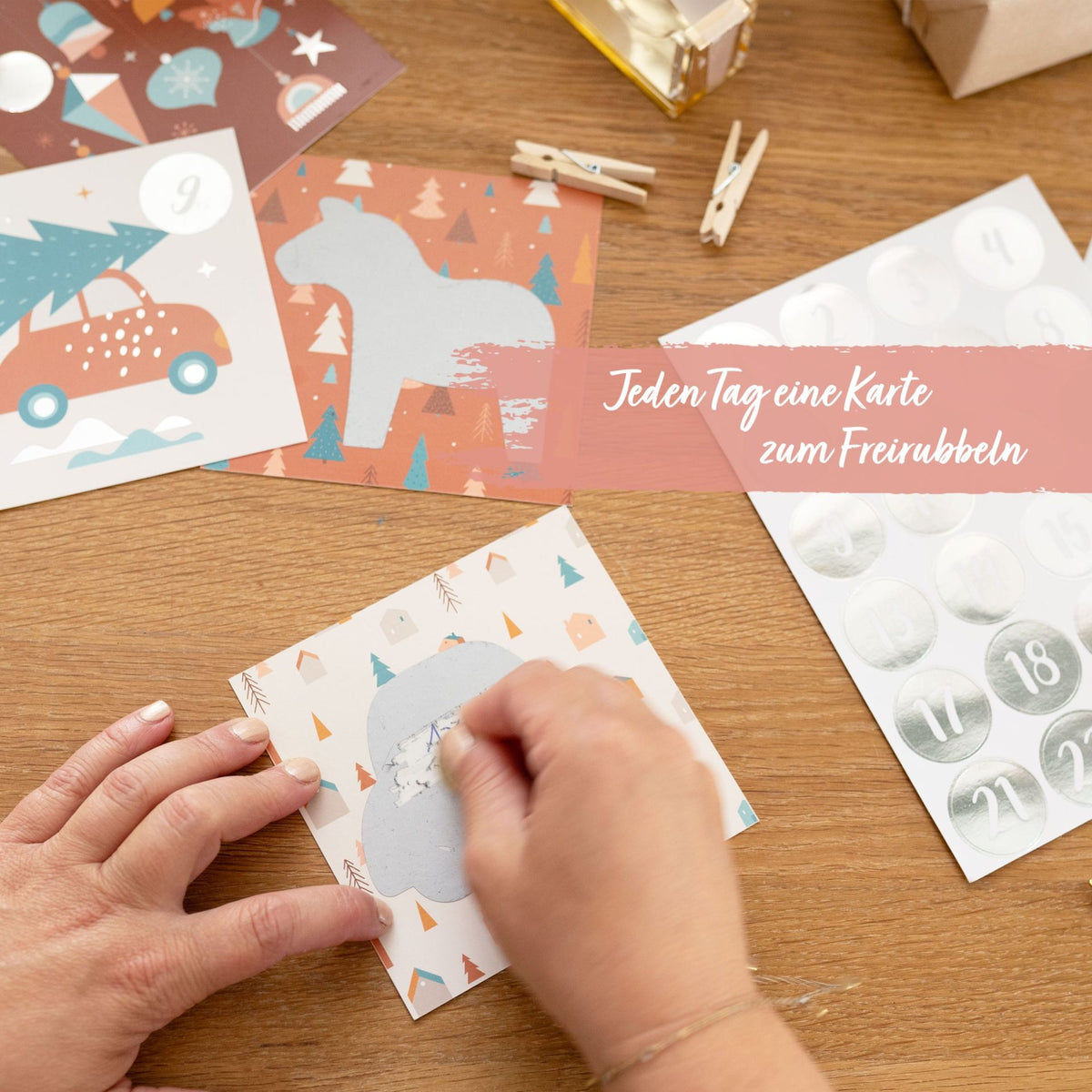 Adventskalender zum Rubbeln Boho