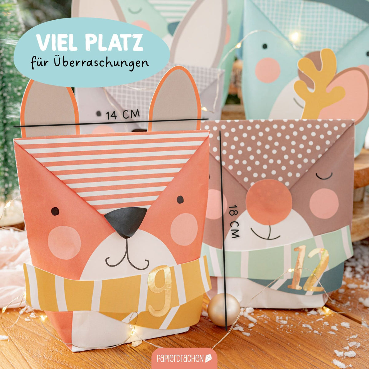 Adventskalender Wintertiere mit Stanzteilen