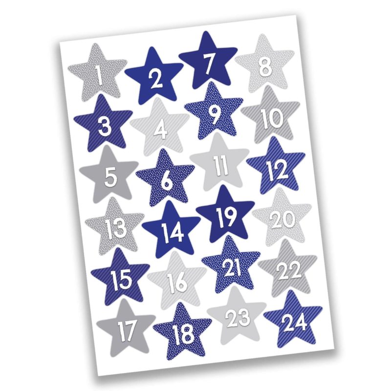 Adventskalender Stoffsäckchen Blau Anthrazit