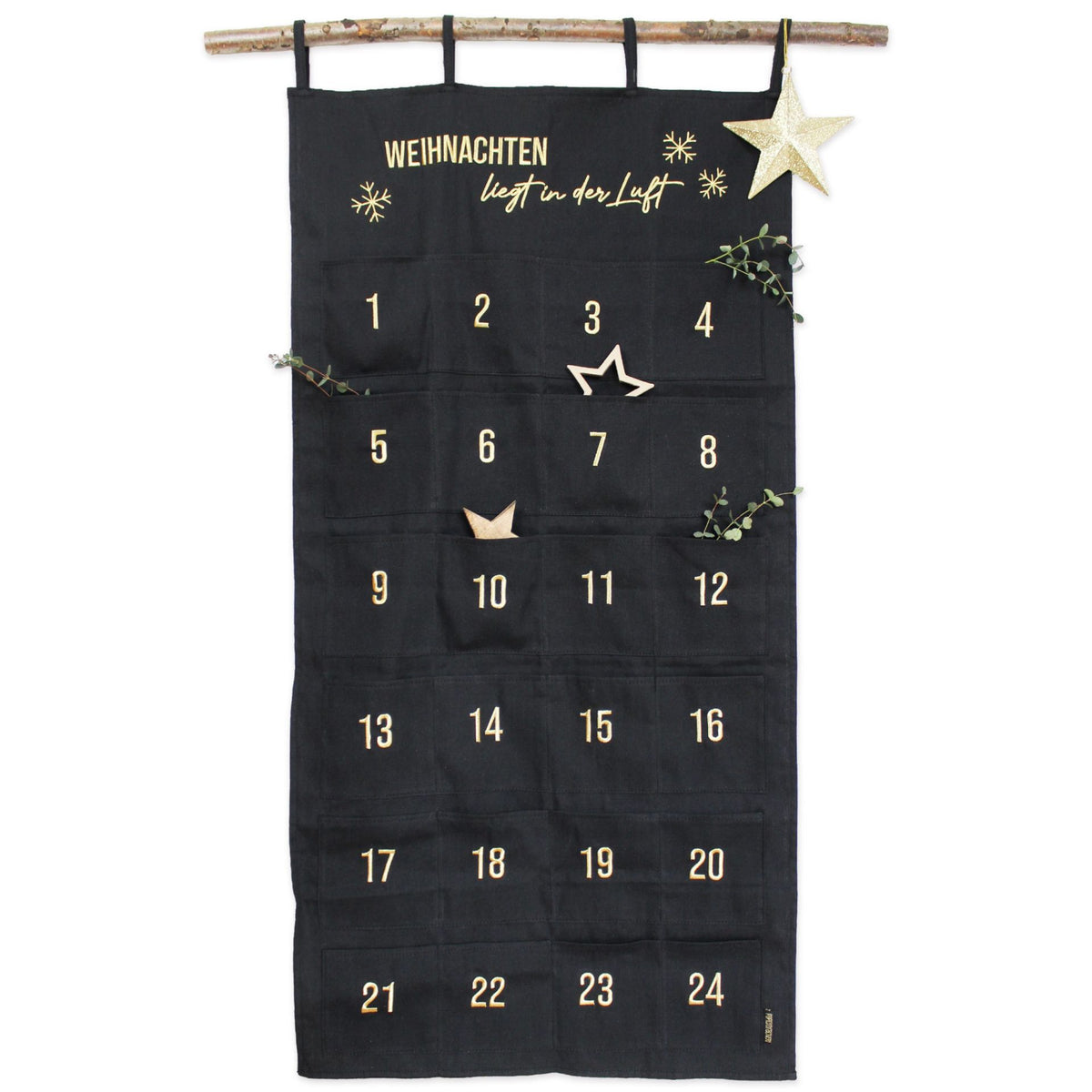 Adventskalender Wandteppich Schwarz