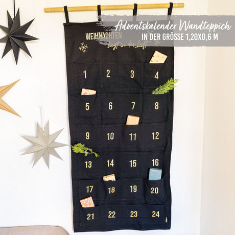 Adventskalender Wandteppich Schwarz
