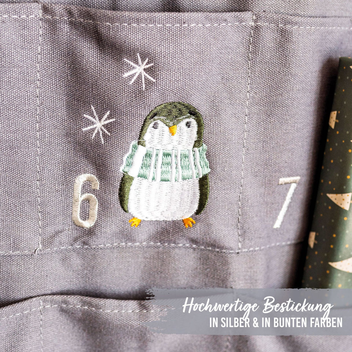 Adventskalender Wandteppich Grau