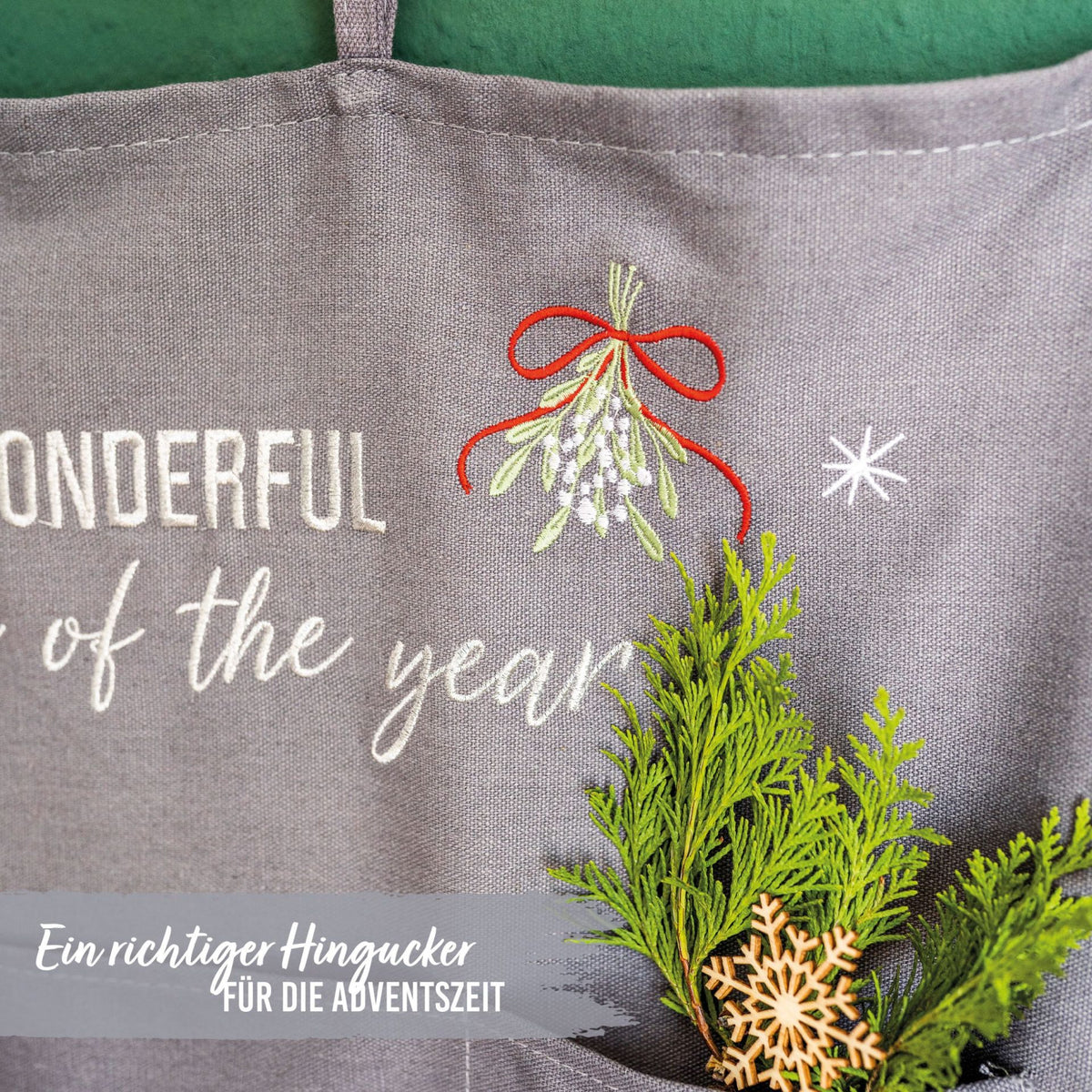 Adventskalender Wandteppich Grau
