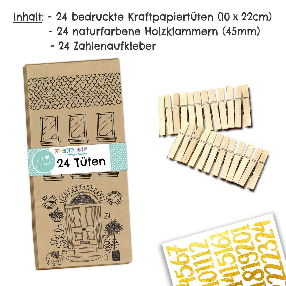 Adventskalender Häuser zum Ausmalen