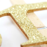 Adventskalender Glitzer Holzzahlen mit Klammern Gold