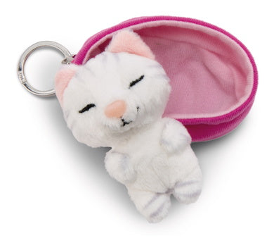 Schlüsselanhänger Plüsch Sleeping Pets Katze Weiss Gestreift