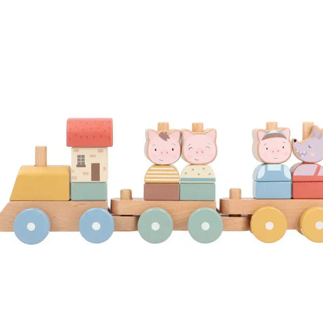 Holz Eisenbahn mit Steckformen Tiere Bauernhof